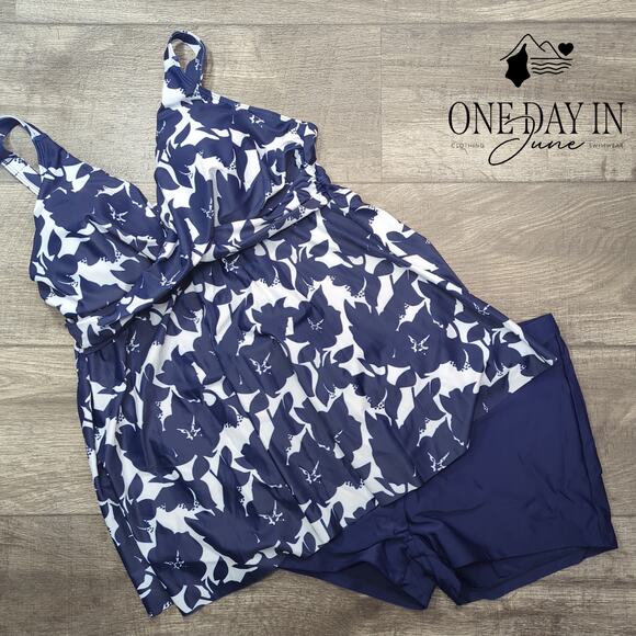 Zando Twist Front Boyshort Tankini Swimsuit Size XL - Picture 3 of 5